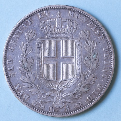 CARLO ALBERTO 5 LIRE 1849 GENOVA MB ARGENTO MONETA NUMISMATICA COLLEZIONE - Imagen 2 de 2