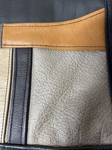 Genuine Leather Made in Mexico Color Block Crossbody Shoulder Purse Patchwork - Picture 6 of 17