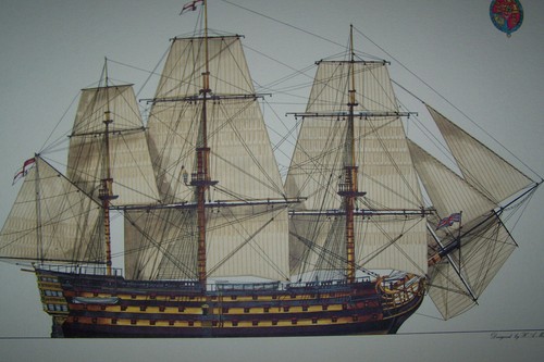 Siebdruck litho HMS Victory nach einer Zeichnung von Hans A MUTH - Bild 1 von 8