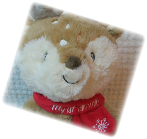 Mein erstes Rentier Plüsch Weihnachten neu KellyToy hellbraune Rassel Neu mit Etikett Holiday KellyBaby - Bild 3 von 8