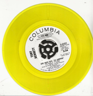 TONY BENNETT LOVE THEME FROM SANDPIPER USA PROMO 1965 7 INCH SINGLE YELLOW VINYL