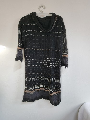 Missoni Women's Wavy Striped Print Hooded Knit Scalloped Hem Mini Dress Black 6 - 第 2/10 張圖片