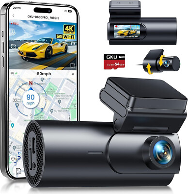 4K Dashcam Auto Vorne Hinten 5G WiFi & GPS Dual Dash Cam 1.5  IPS Mini Auto APP