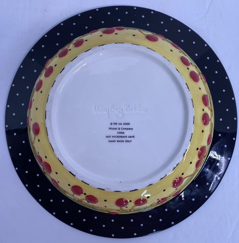 Cuenco para servir Mary Engelbreit redondo lunares cereza negro blanco y amarillo 2000 - Imagen 3 de 15
