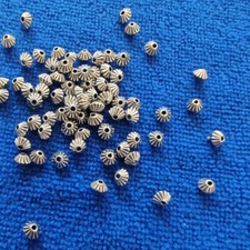 300PCS Tibetan Silver metal conrrugated bicone spacer beads FC300
