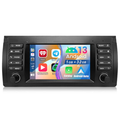 1+32G 7''Android13 Autoradio CarPlay Für BMW E39 X5 E53 GPS Navi DAB+ WIFI BT DSP
