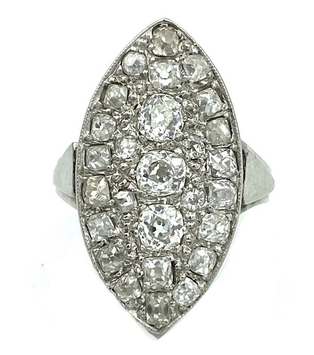 MAGNIFIQUE BAGUE MARQUISE OR 18 CARATS - Diamants environ 2 carats - 8,00 g - Foto 2 di 4