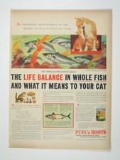 Vintage 1950s Puss N Boots Cat Food Ad Print ...