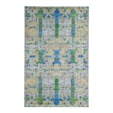 6' x 9'4" Jewellery Design Sari Silk with Wool Colorful Hand Knotted Rug R66452