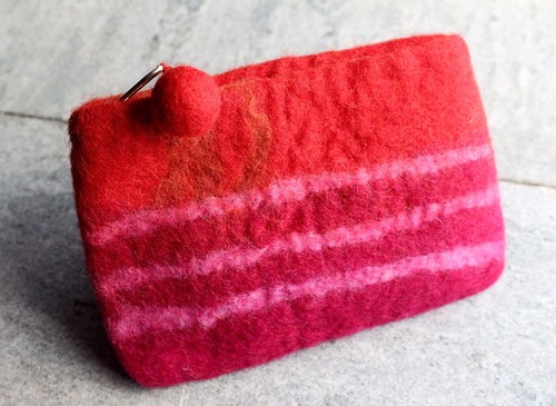 Stripe Felt Coin Purse-Handfelted in Nepal 4x6 inches - Picture 17 of 18