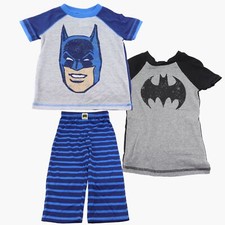DC Comics Boys 3-Piece Batman Pajama Set, size 4T, Black/Blue/Grey