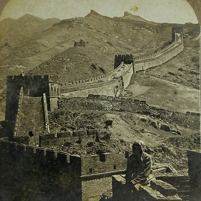 Stereoview The Great Wall Of China RPPC Real Photo Medieval Engineering Vintage