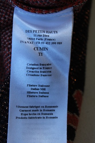 Cumin multi Des Petits Hauts long sleeve bird knit jumper - T1 / Small - BNWT - Picture 5 of 7