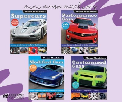 Usborne Books Mini Mean Machines Car Book Set