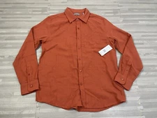 Geoffrey Beene Flannel Long Sleeve Button Shirt Mens Size Medium Rust Orange $68