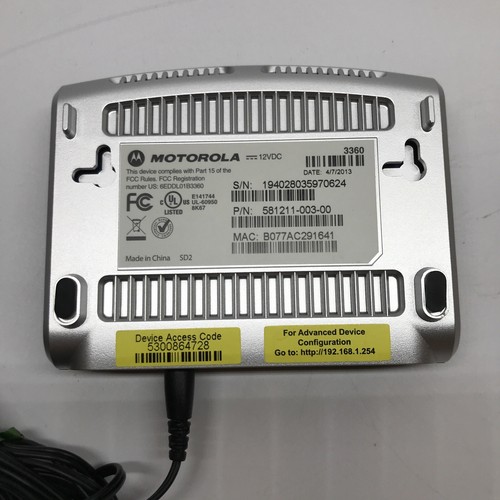 Modem DSL haute vitesse Motorola 3360 (581211-003-00) 24 Mbps Neuf dans sa boîte - Photo 5/6