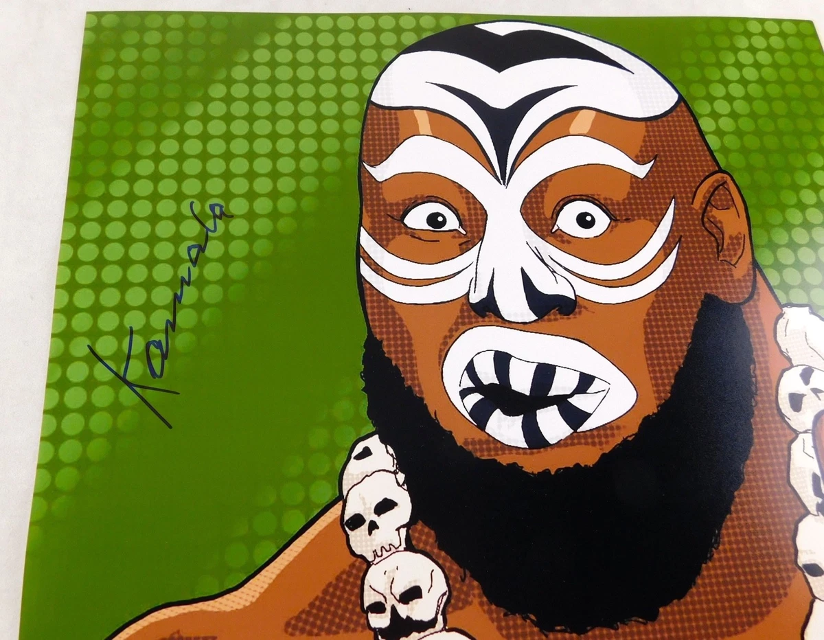Kamala Signed 16x20 WWF Wrestling Promo Photos Wrestler Legend WWE Pose WCW