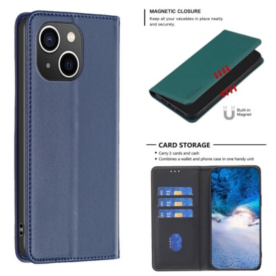 For iPhone 15 14 Pro Max 13 12 11 Leather Magnetic Shockproof Wallet Case Cover