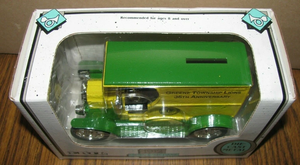 Ertl 1:25 GREEN TOWNSHIP LIONS 35 aniversario 1912 Ford cabina abierta coche camión banco juguete Foto 2 de 4