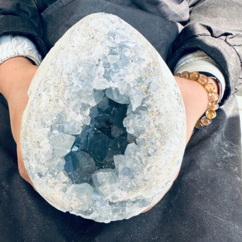 5.83LB Natural Beautiful Blue Celestite Crystal Geode Cave Mineral Specim 2650g