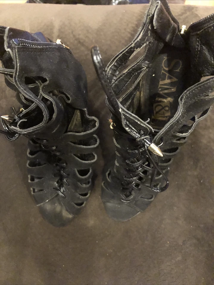 sam & libby bota negra con cordones talla 7,5 zapatos de salón Foto 2 de 4