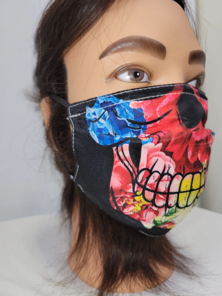 Голова черепа — размер 8 x 6 дюймов — тканевая маска и фильтр — стирка и повторное использование — SH5 - Изображение 2 из 4