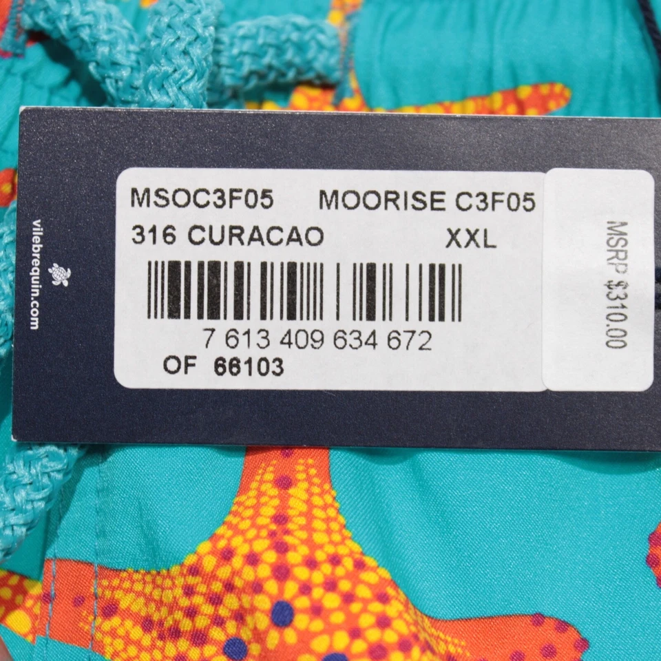 Traje de baño Vilebrequin nuevo con etiquetas talla XXL EE. UU. en azul con mezcla de poliamida de pez estrella naranja Foto 4 de 4