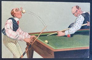 Mint Usa Picture Postcard Billiard Game Scene