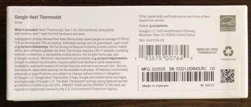 2025 Sealed Google Nest Thermostat Snow G4CVZ Programmable Wi-Fi Wall Mount - Picture 5 of 6