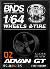 1/64 Plastic WHEELS RIMS TIRES For Diecast Models -ADVAN GT-02 -BLACK-