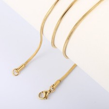 1.5mm Gold Plated Square Snake Chain Stainless Steel Necklace Women Girl Jewelry