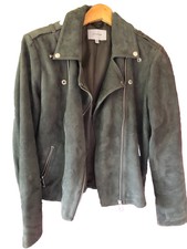Jigsaw Suede Jacket Size 12 Grey Rrp £180 Current Immaculate