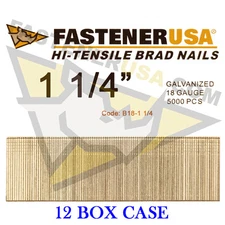 1 1/4" 18 Gauge Straight Brad Finish Nails 18 ga (5,000 ct) (Case of 12)