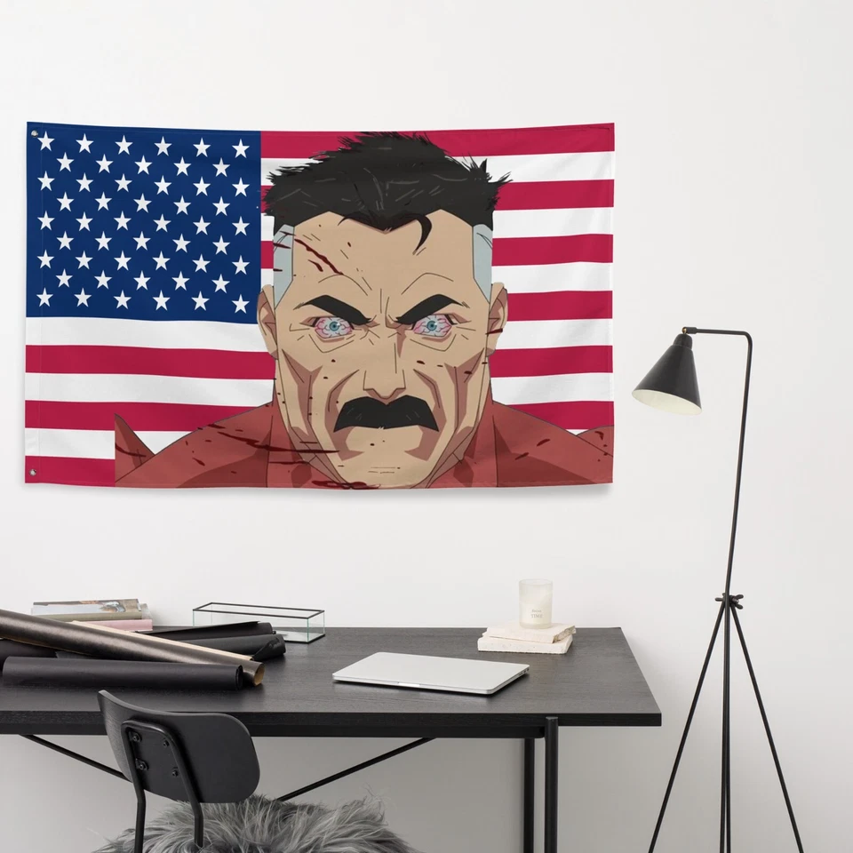 Omni-Man Bandera Americana - Tapiz de Superhéroe 34" X 56" Foto 3 de 4