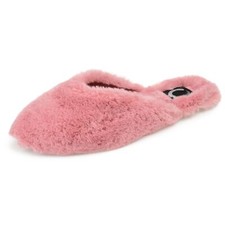 Journee Womens Sundown Almond Toe Faux Fur Slippers