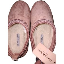 Olivia Kate Girls Pink Faux Fur Women's Slip In BreathableFlat Slippers Size 5