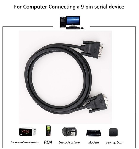 RS-232 Cable 10ft RS232 Serial Cable Male to Male 9 Pin DB9 Cord Straight Thr... - 第 7/7 張圖片