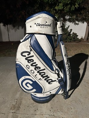 Large White/Blue Cleveland Golf Bag With 6 Dividers, Shoulder