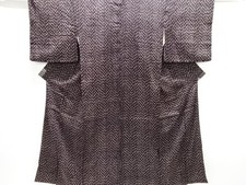7633822: JAPANESE KIMONO / ANTIQUE KIMONO / TAISHO ROMAN STYLE / KINSHA / STRIPE