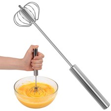 HANSGO Stainless Steel Egg Whisk, 12 Inch Semi Automatic 12 Inch, Silver