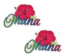 Ohana Hawaii Sticker with Hawaiian Hibiscus Flower and Colorful Letters 2