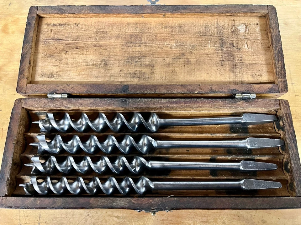 Vintage Set Russell Jennings 3 Tier Box Double Twist Auger Brace Drill Bits Nice - Image 2 of 4