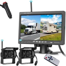 Digital Wireless 7" Monitor 2x Rear View Backup Camera Kit for RVs Truck Caravan