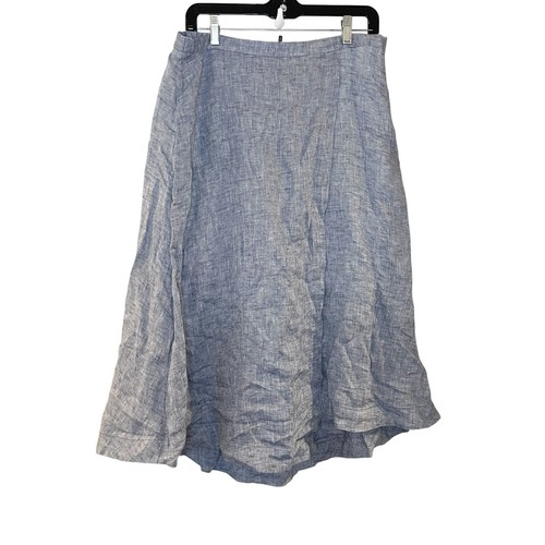 NIc + Zoe 100 % Leinen Chambray hellblau Midirock A-Linie gefüttert Gr. 12 - Bild 1 von 5