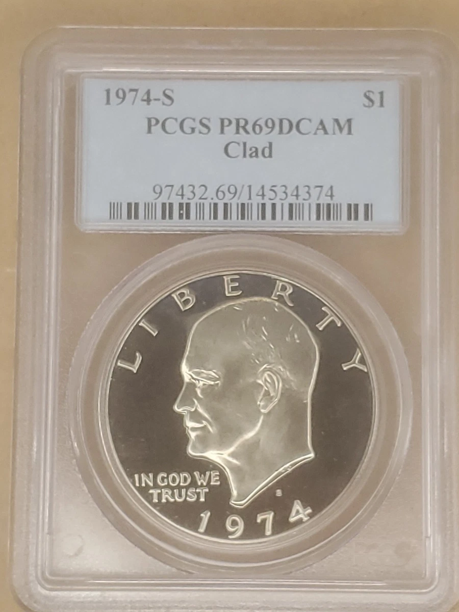 PCGS Certified PR 69 Graded 1974 Eisenhower Dollars (1971-1978