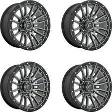Set 4 Fuel D680 Rebel 22x10 6x5.5 Gunmetal Black Bead Ring Wheels 22 -13mm Rims