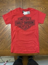 New Harley-Davidson T-Shirt Red with Black Bar and Shield