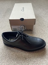 🖤BNIB BOYS CLARKS BLACK LEATHER LACE UP SCHOOL SHOES SCALA LOOP SIZE 6.5 F 40🖤