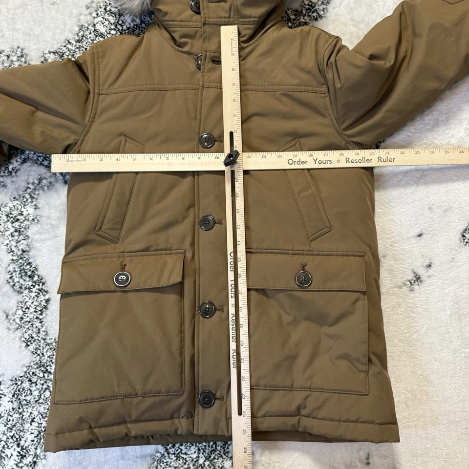 Crewcuts Coat Boys Size 12 Brown Faux Fur Hooded Down Long Sleeve Winter Jacket - Image 4 of 4