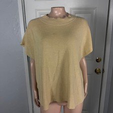 Eileen Fisher Sweater Women's 1X Knit Short Sleeve Linen Cotton Pullover X4-16